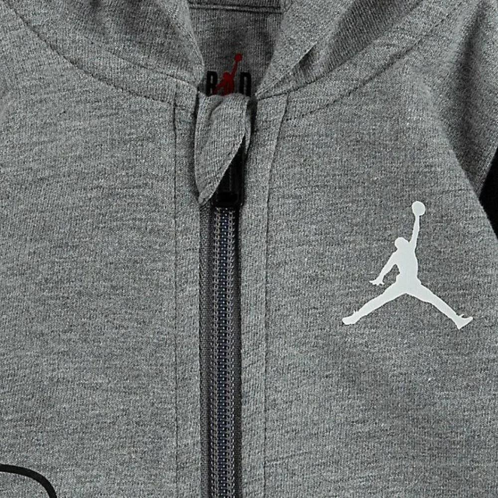 Nike Air Jordan Newborn Signature Coverall Gray Full Zip Hooded Long Sleeve New - Picture 4 of 4